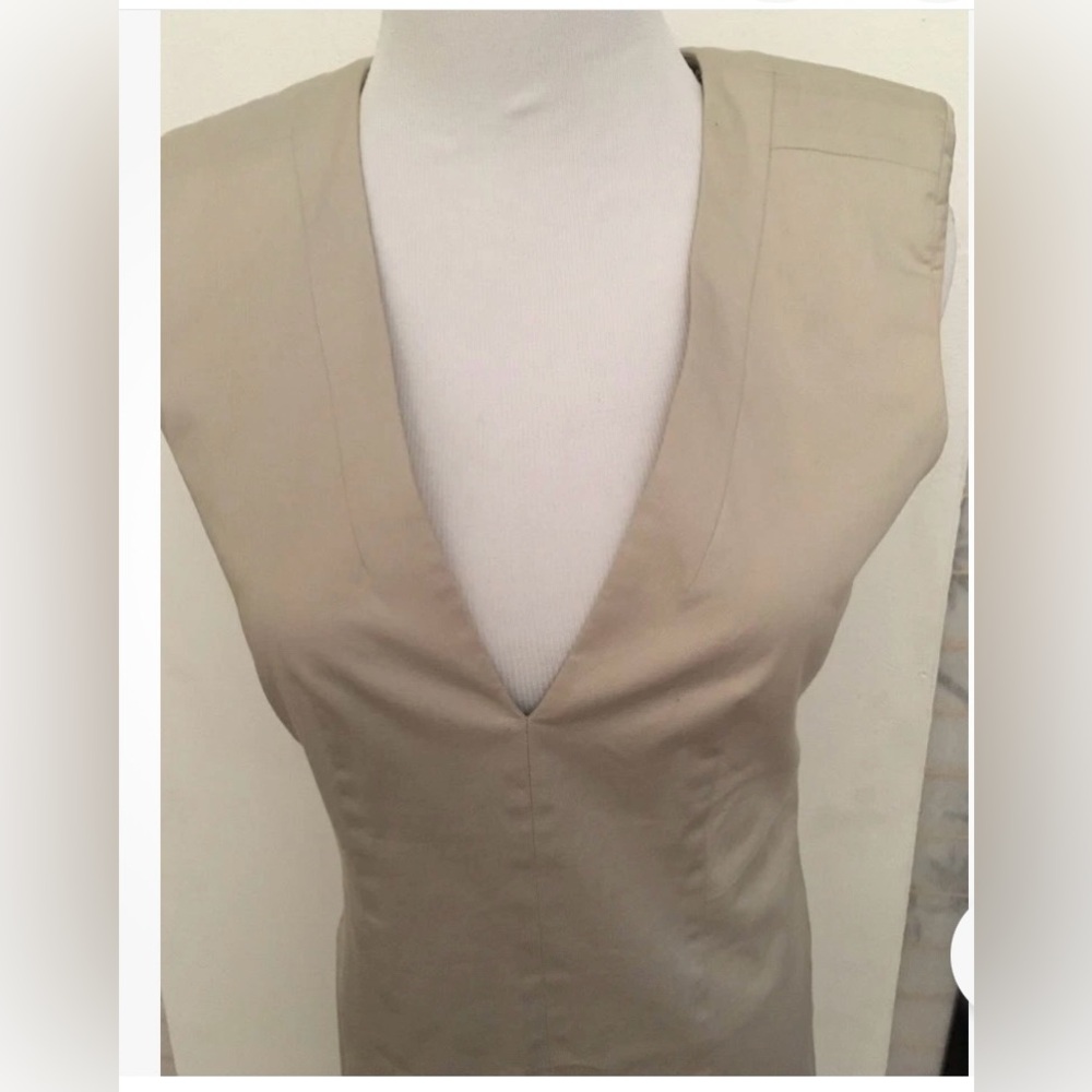 Hugo Boss Elegant Taupe Beige Structured Short Sleeveless Dress - 4 - Picture 2 of 13